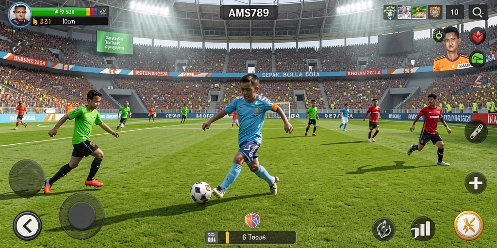 Gameplay memukau dari AMS789 dalam aksi sepak bola.