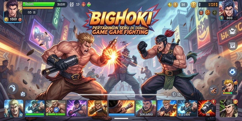 Tampilan seru gameplay BIGHOKI dengan pertarungan epik.