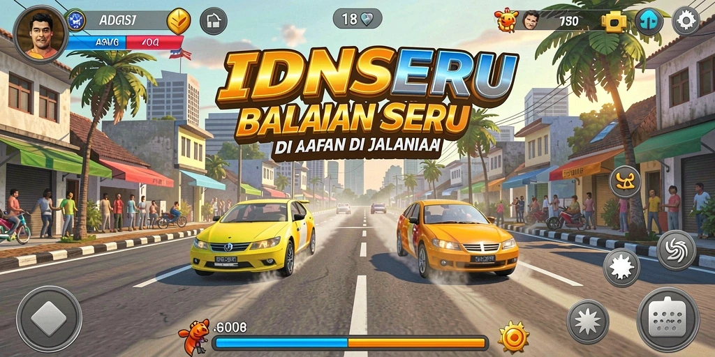 Screenshot IDNSERU menunjukkan aksi balapan yang mendebarkan.