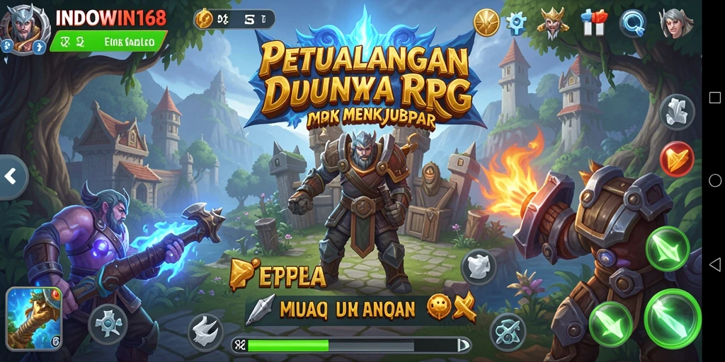 Screenshot menunjukkan karakter beraksi dalam petualangan RPG yang seru.