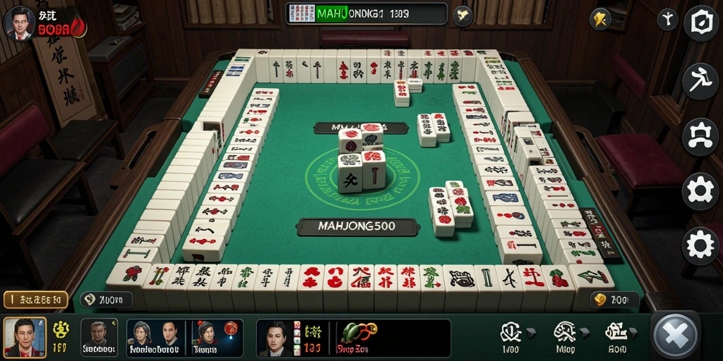 Tangkapan layar utama game MAHJONG500 menampilkan gameplay Mahjong yang seru.