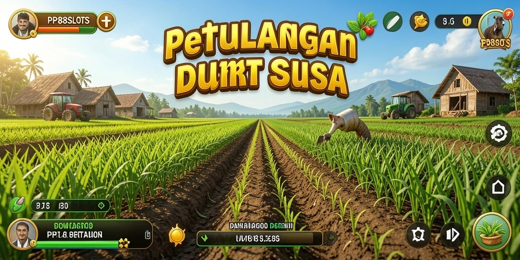 Gambar gameplay PP88SLOTS menunjukkan aktivitas pertanian yang seru dan menarik.