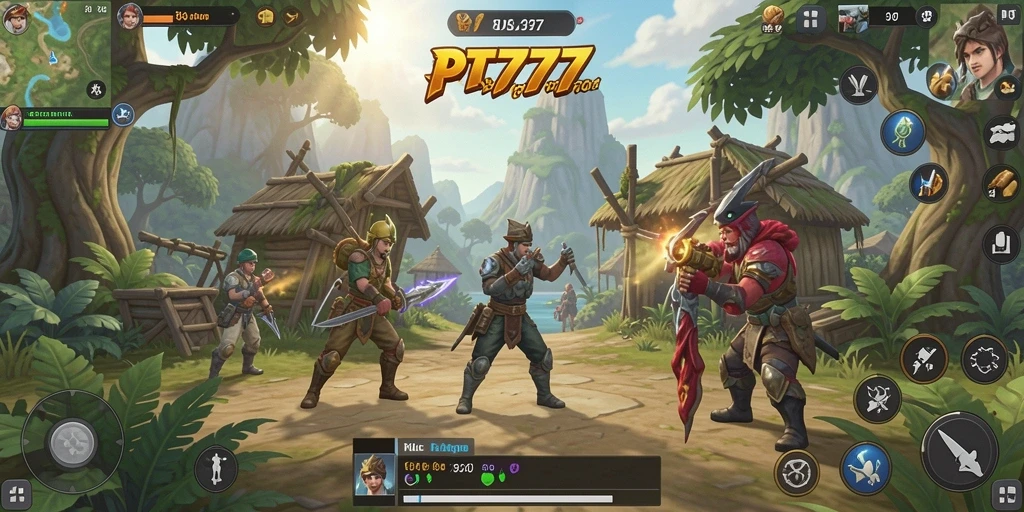 Screenshot gameplay PT777 menampilkan petualangan di dunia terbuka.