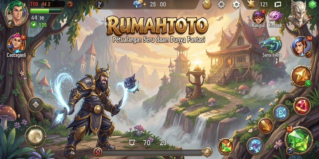 Tampilan gameplay seru dari RUMAHTOTO saat menjelajahi dunia fantasi.
