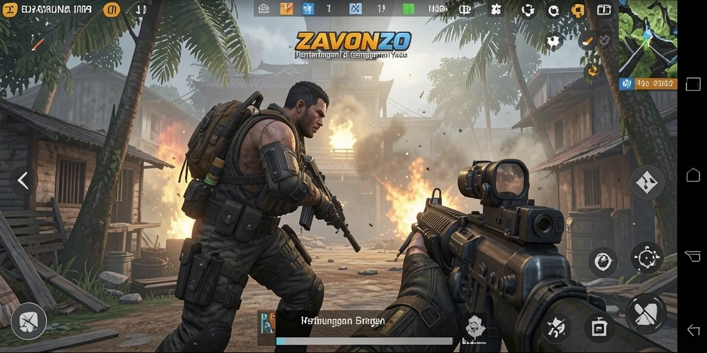 Tampilan gameplay aksi menegangkan di ZAVONZO.